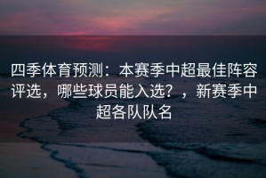 四季体育预测：本赛季中超最佳阵容评选，哪些球员能入选？，新赛季中超各队队名