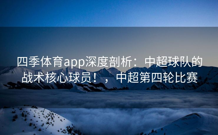 四季体育app深度剖析：中超球队的战术核心球员！，中超第四轮比赛